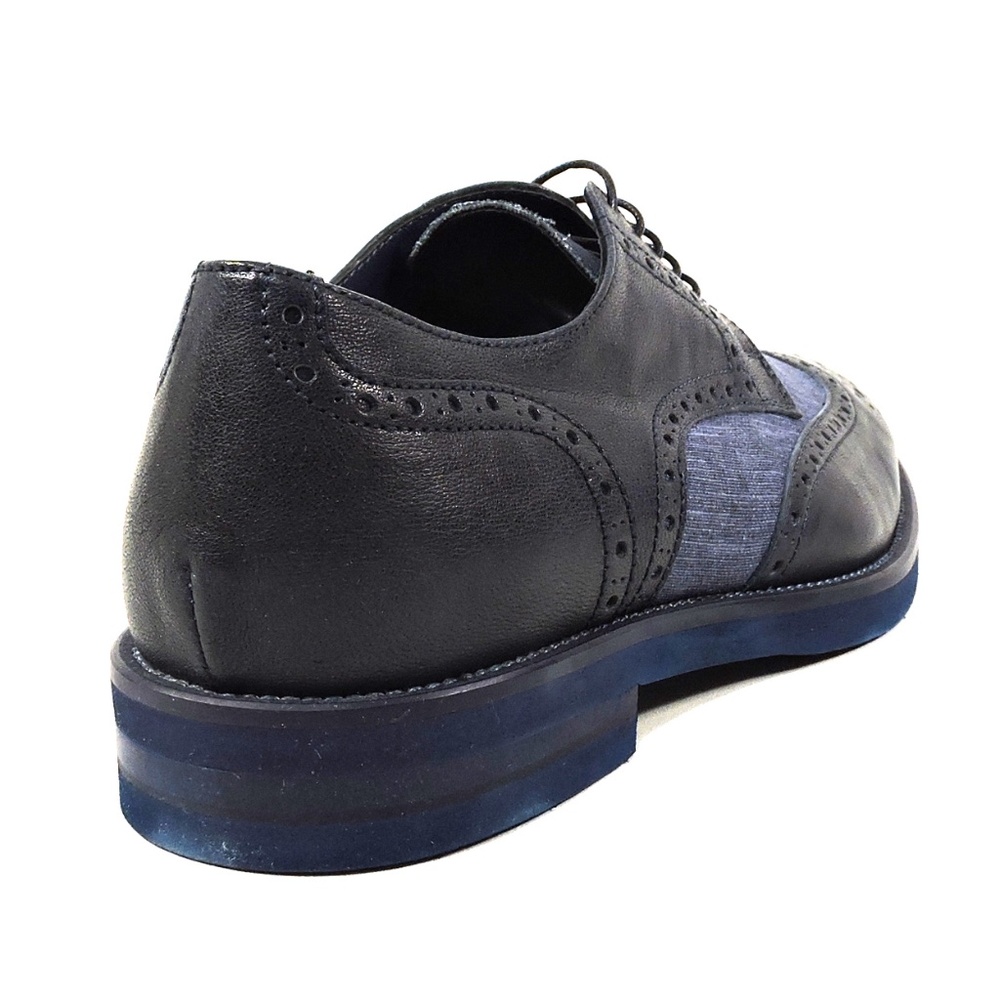 RENZO MERCURI 🇮🇹 MEN'S NAVY BLUE  LEATHER COMFORT FASHION OXFORD SHOES - Picture 5 of 7
